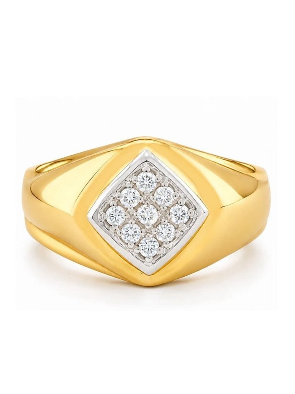 Genuine 0.36 Cts Diamonds Ring 14K Yellow Gold